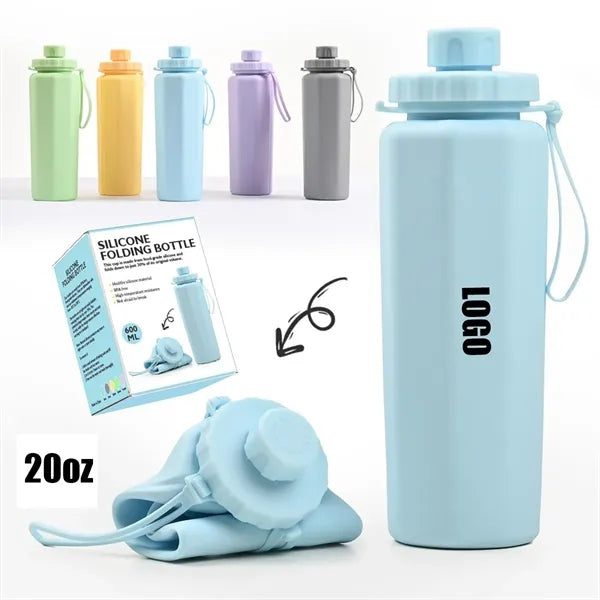 20 oz Silicone Collapsible Sports Water Bottle