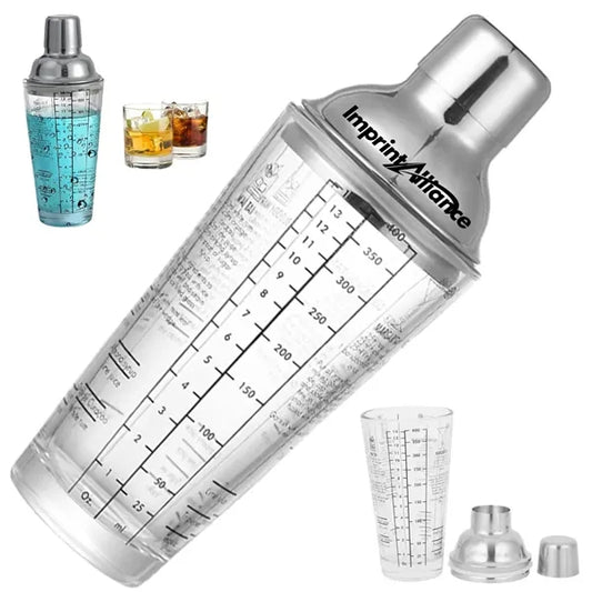 15 oz. Glass and Stainless Steel Cocktail Shaker with Recipe