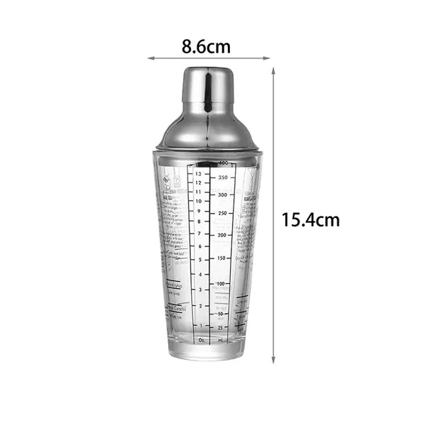 15 oz. Glass and Stainless Steel Cocktail Shaker with Recipe