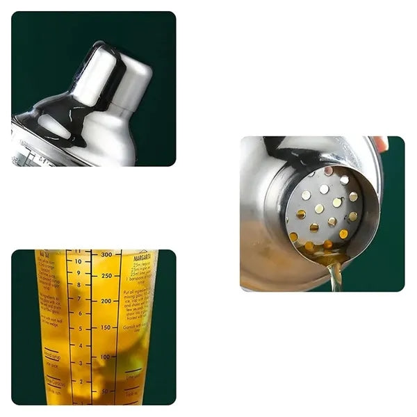 15 oz. Glass and Stainless Steel Cocktail Shaker with Recipe