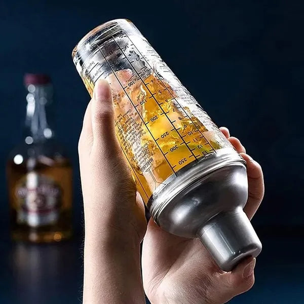 15 oz. Glass and Stainless Steel Cocktail Shaker with Recipe