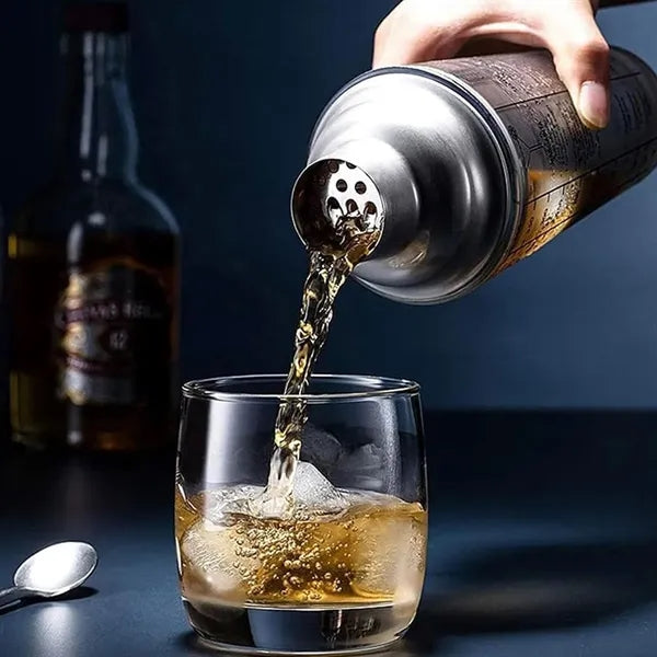 15 oz. Glass and Stainless Steel Cocktail Shaker with Recipe