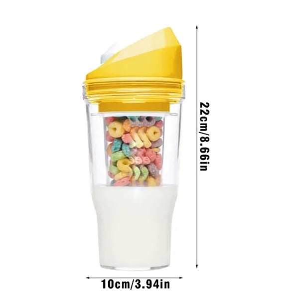 Portable Cereal and Milk Cup with Dual Compartments
