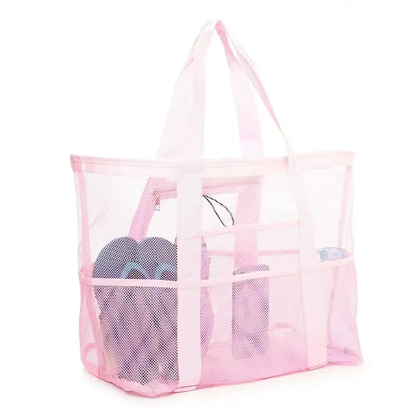Large Mesh Beach Tote Bag for Sand Toys and Beach Gear