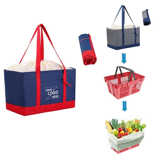 Large Insulated Grocery Tote Bag with Drawstring