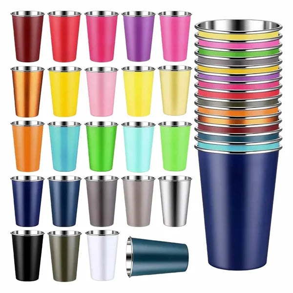 Stainless steel stackable drinking cup that is drop-proof an