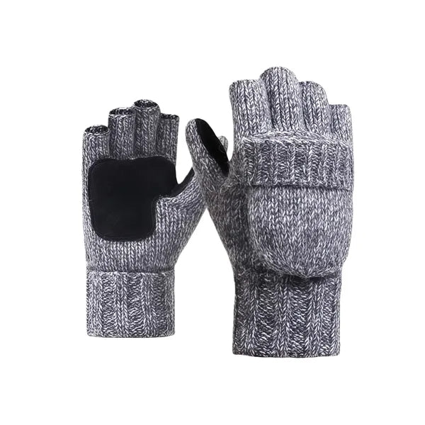 Convertible Flip-Top Half-Finger Winter Mitten Gloves