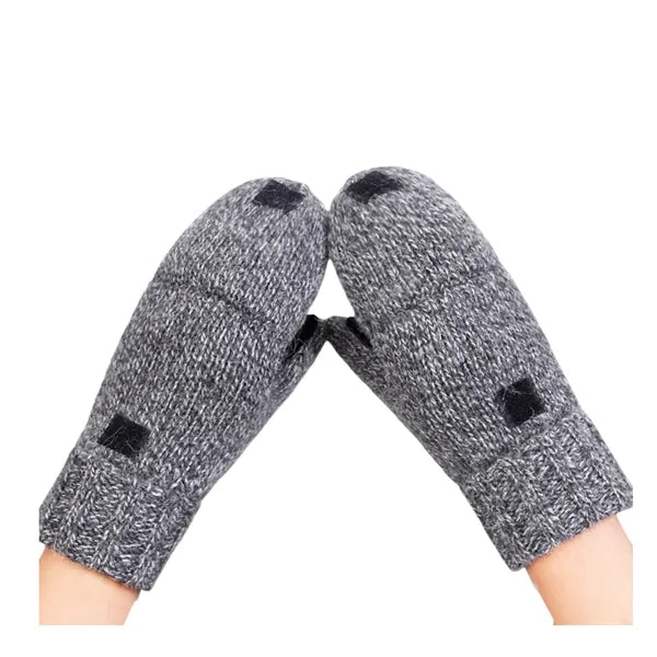 Convertible Flip-Top Half-Finger Winter Mitten Gloves
