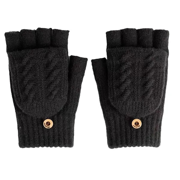 Convertible Half-Finger Winter Mitten Gloves