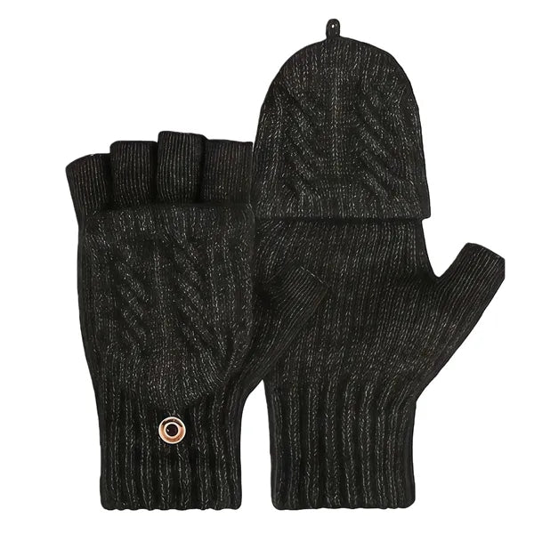 Convertible Half-Finger Winter Mitten Gloves