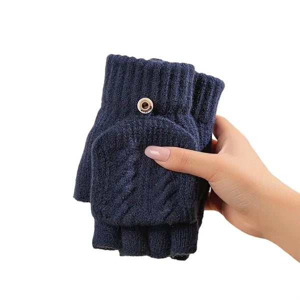 Convertible Half-Finger Winter Mitten Gloves