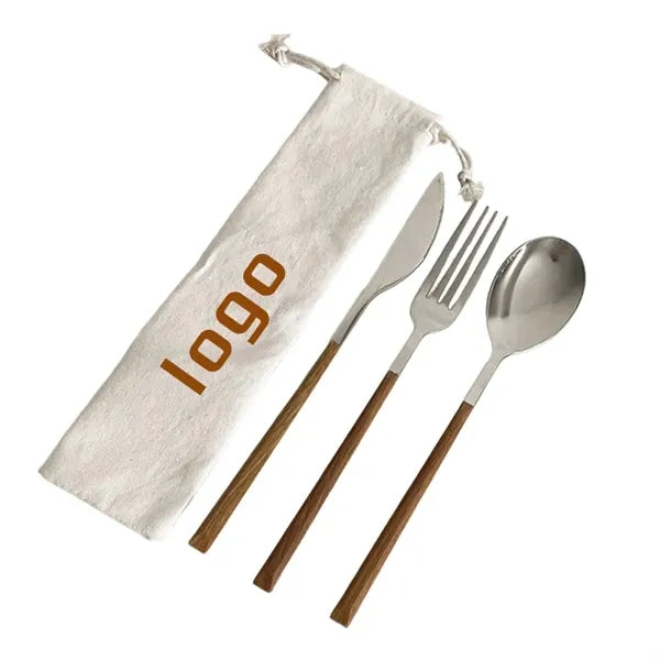 Portable Stainless Steel Cutlery Set in Cloth Pouch