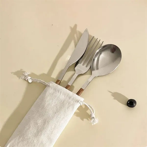 Portable Stainless Steel Cutlery Set in Cloth Pouch