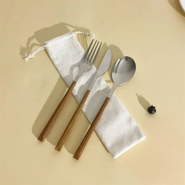 Portable Stainless Steel Cutlery Set in Cloth Pouch
