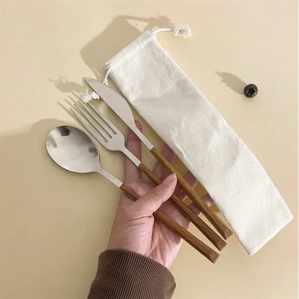 Portable Stainless Steel Cutlery Set in Cloth Pouch
