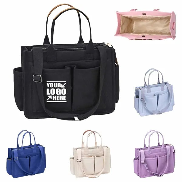 Large canvas tote laptop bag