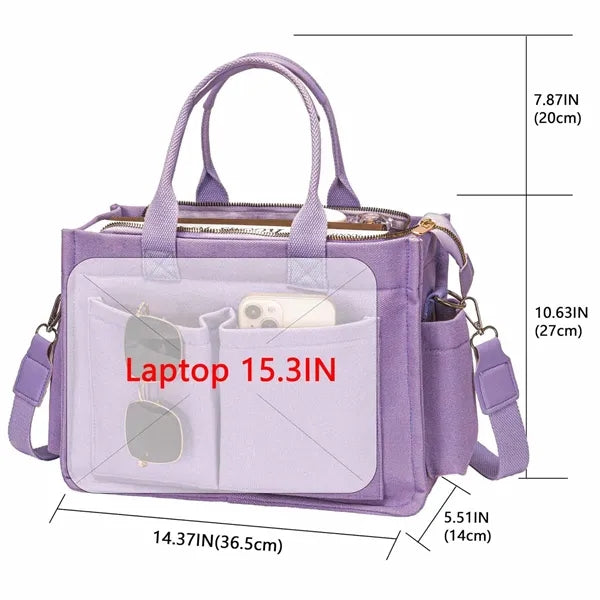 Large canvas tote laptop bag