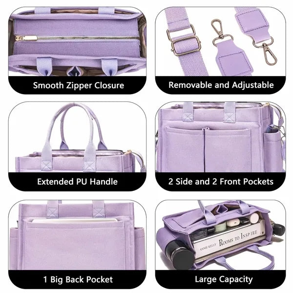 Large canvas tote laptop bag