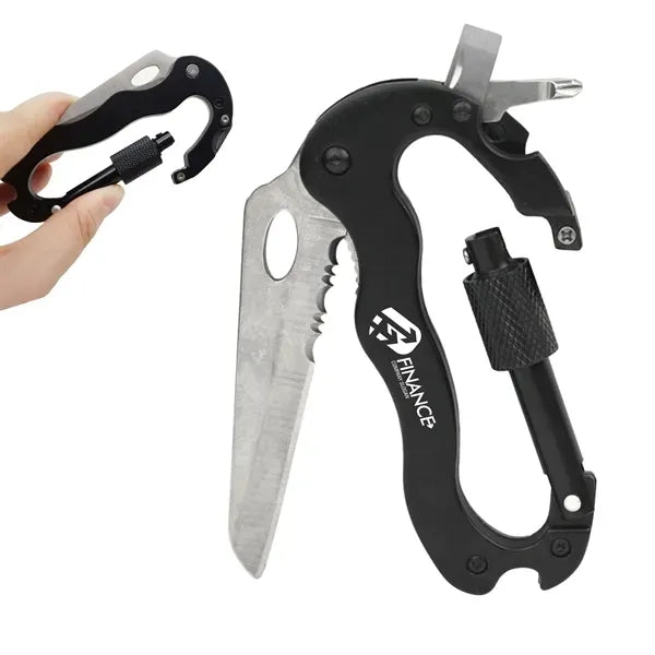 Multifunctional Carabiner With Opener Folding Knife