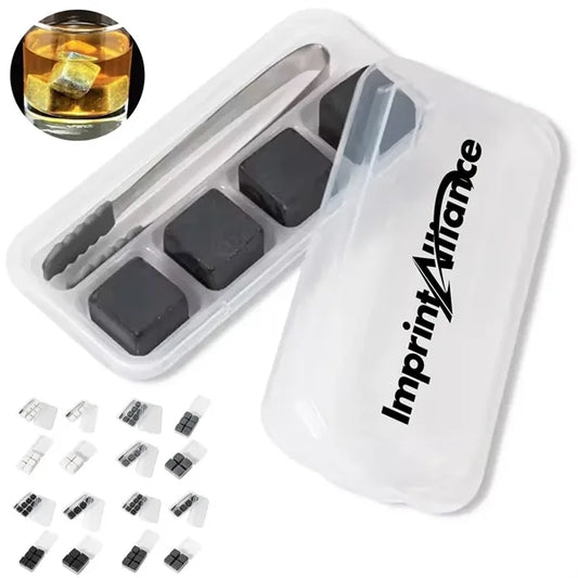 4pcs Natural Whiskey Stones Set with Plastic Box and Logo