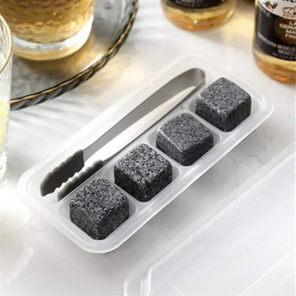 4pcs Natural Whiskey Stones Set with Plastic Box and Logo