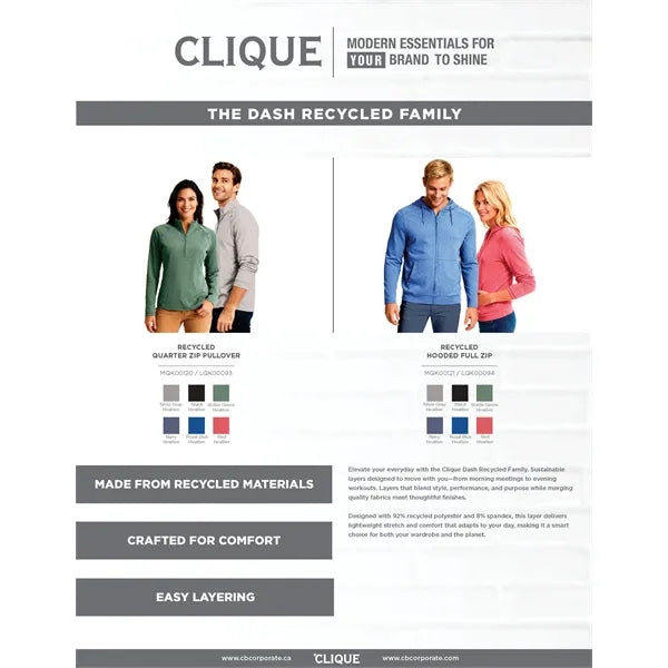 Clique Dash Recycled Mens Quarter Zip Sweatshirt