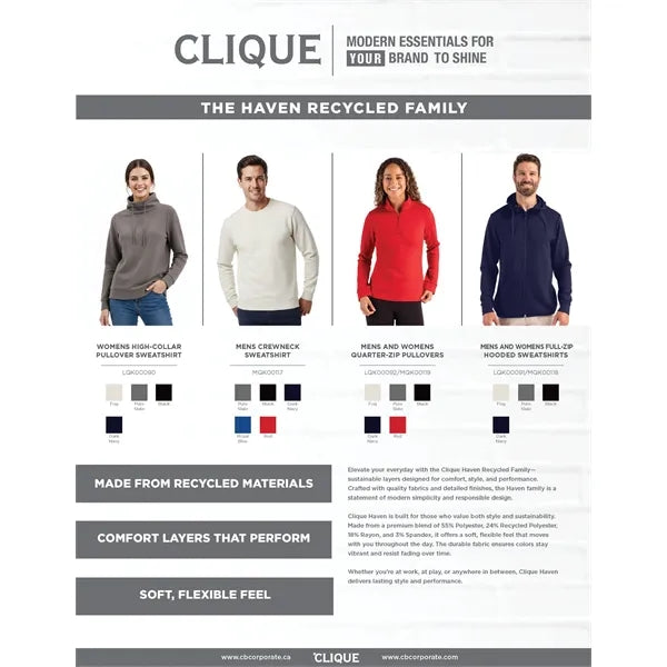 Clique Haven Recycled Womens Quarter Zip Sweatshirt