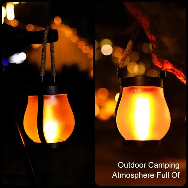 Solar-Powered Hemp Rope Flame Lamp