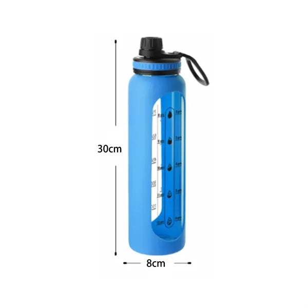 34oz. Borosilicate Glass Sports Bottle with Silicone Sleeve