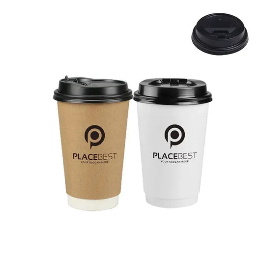 16 Oz Disposable Double-Wall Paper Drinks Cup With Lids