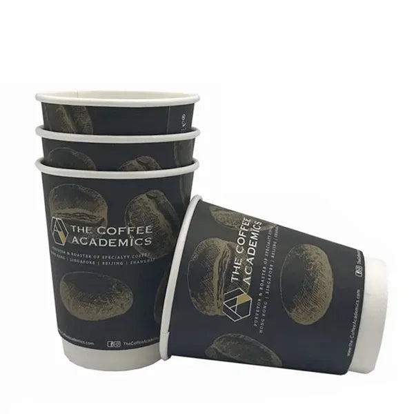 16 Oz Disposable Double-Wall Paper Drinks Cup With Lids