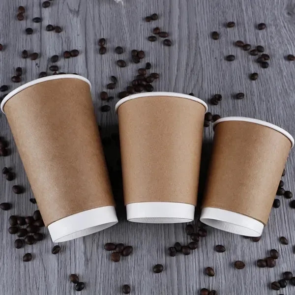16 Oz Disposable Double-Wall Paper Drinks Cup With Lids