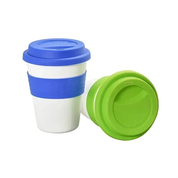 12 oz Coffee Mug with Silicone Lid and Insulated Band