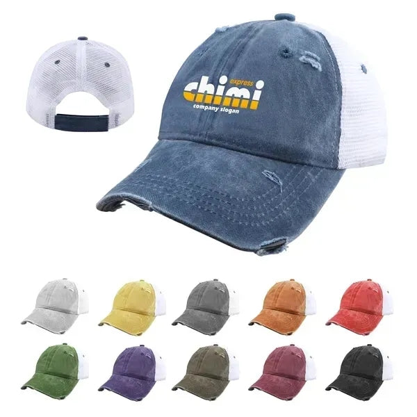 Pigment Dyed Washed Distressed Trucker Cap