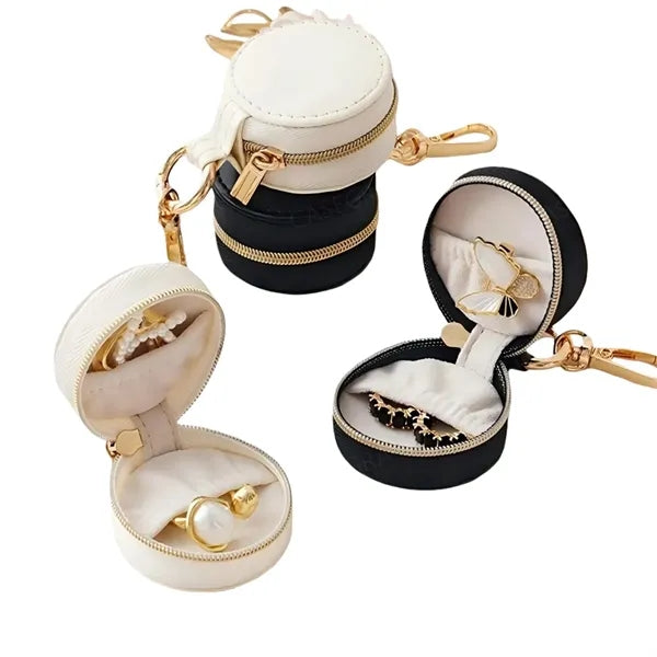 Portable Jewelry Ring Holder Keychain Gym Travel Storage Box