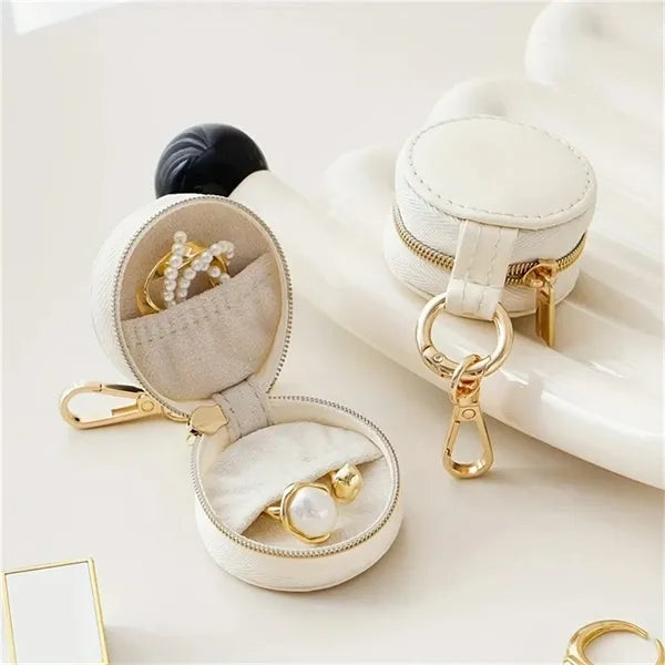 Portable Jewelry Ring Holder Keychain Gym Travel Storage Box