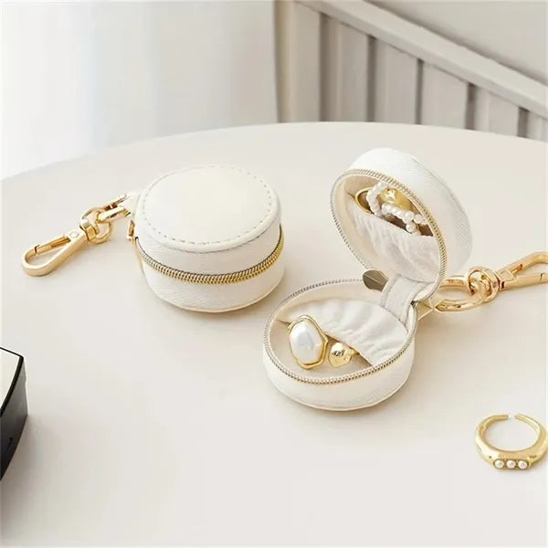 Portable Jewelry Ring Holder Keychain Gym Travel Storage Box