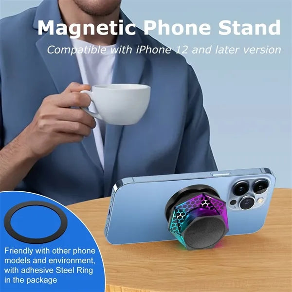 Magnetic Bluetooth Speaker with Lights Phone Stand RGB TWS