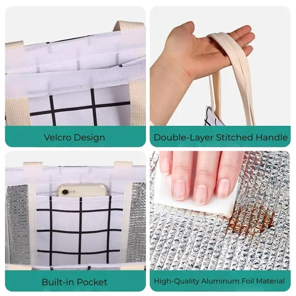Insulated Lunch Tote Bag Patterned for Daily Commute