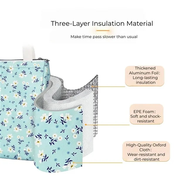 Insulated Lunch Bag Patterned Three Layer for Daily Commute