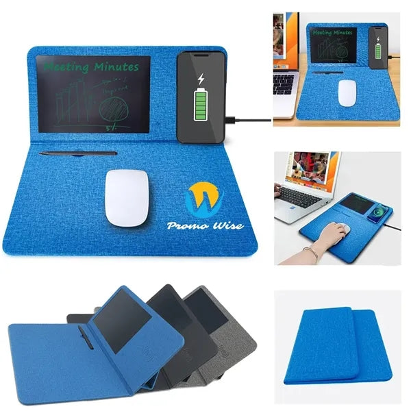 3-in-1 Foldable Wireless Charging Tablet Stand Mouse Pad