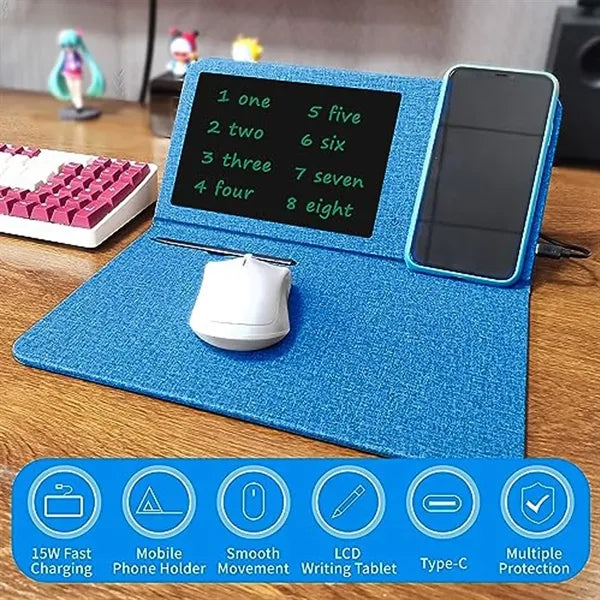 3-in-1 Foldable Wireless Charging Tablet Stand Mouse Pad