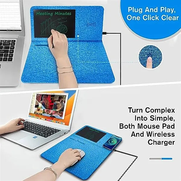 3-in-1 Foldable Wireless Charging Tablet Stand Mouse Pad