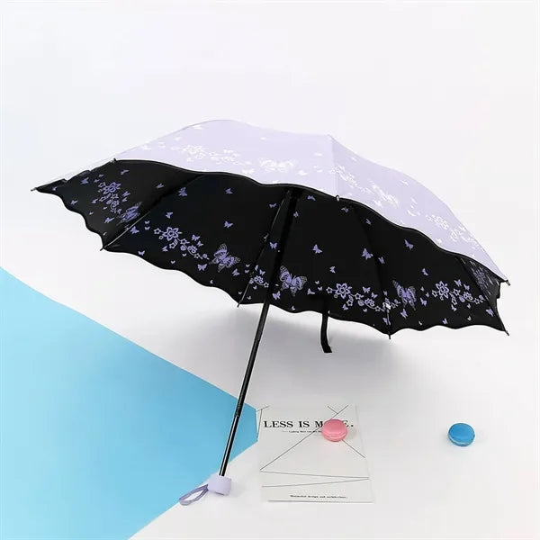 Double Sided Printed Umbrella W/ Lotus Leaf Edge