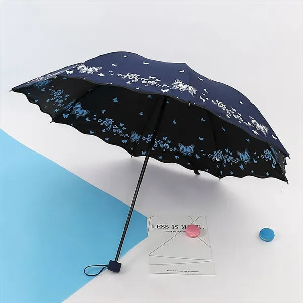 Double Sided Printed Umbrella W/ Lotus Leaf Edge