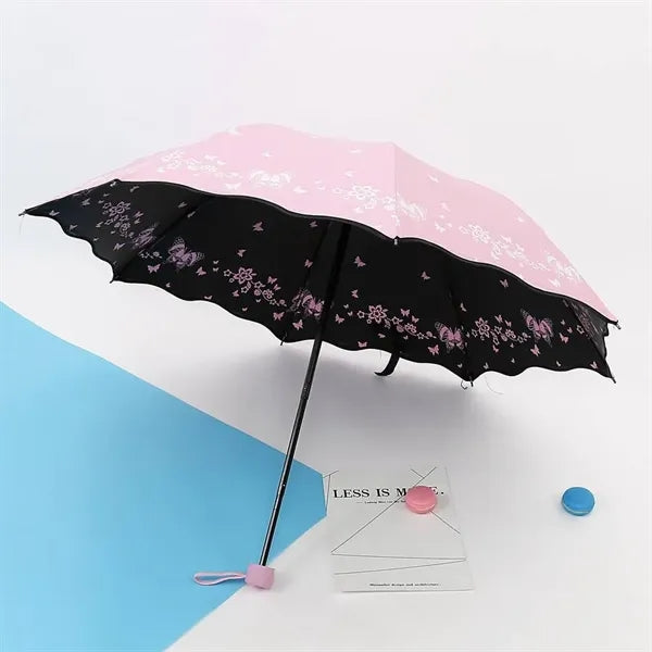Double Sided Printed Umbrella W/ Lotus Leaf Edge