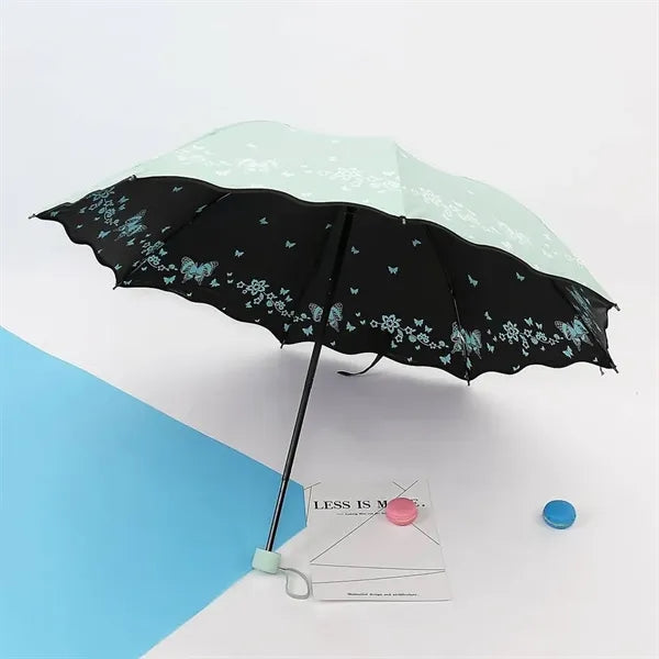Double Sided Printed Umbrella W/ Lotus Leaf Edge