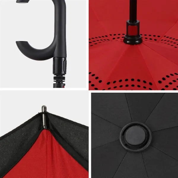 C-Shaped Handle Windproof Reverse automatic Folding Umbrella