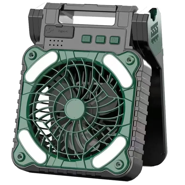 USB Rechargeable Solar Powered Camping Fan w/ LED Light