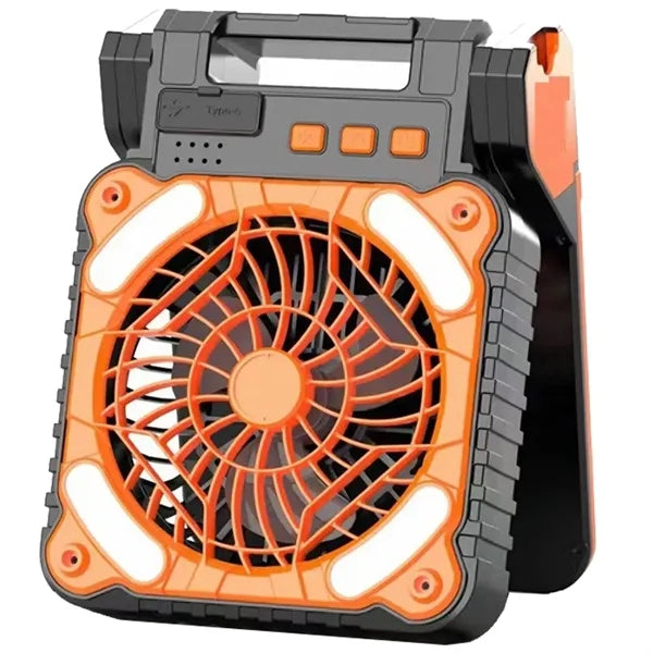 USB Rechargeable Solar Powered Camping Fan w/ LED Light